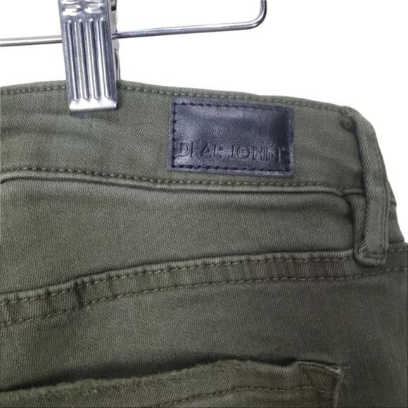 DEAR JOHN Womens Jeans SZ 27 Joyrich Comfort Skinny Raw Cutout Hem Green Midrise - Picture 8 of 11
